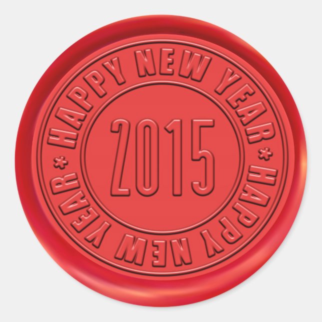 Feliz Año Nuevo 2015 Sello de Cera Roja (Anverso)