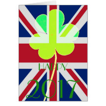 Feliz Año Nuevo 2017: Irlandés Shamrock UK Flag Fu
