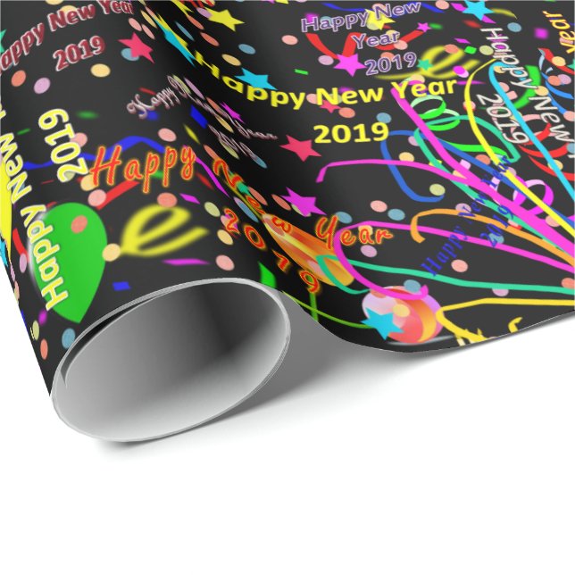 Feliz Año Nuevo 2019 Papel de ajuste de regalo (Esquina del rollo)