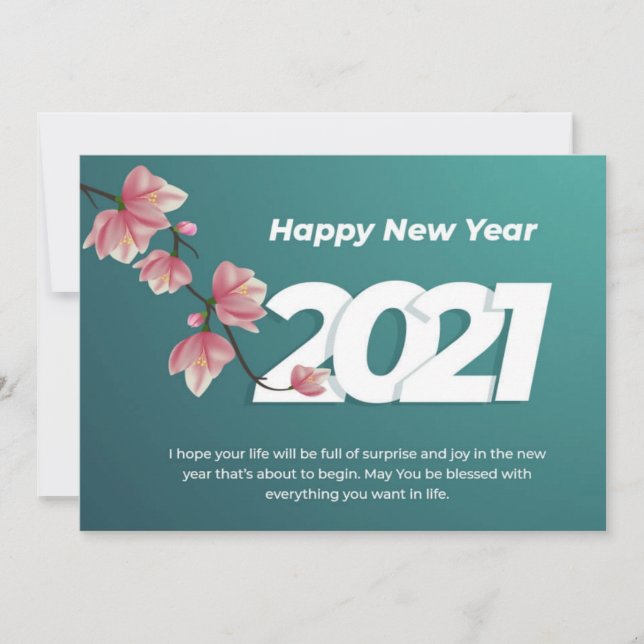 Feliz Año Nuevo 2021 celebra la tarjeta de deseos (Anverso)