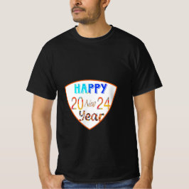 Feliz Año Nuevo 2024 camiseta de hombres negros