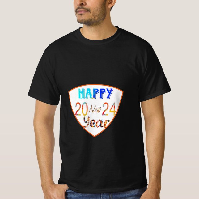 Feliz Año Nuevo 2024 camiseta de hombres negros (Anverso)