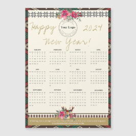 Feliz Año Nuevo 2024 Logo del Personalizado del ca