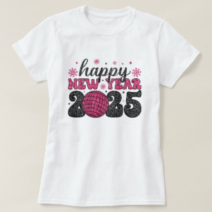 Feliz Año Nuevo 2025   Camiseta de fiesta Glitter 
