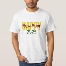 Feliz Año Nuevo 2025 camiseta de valor masculina