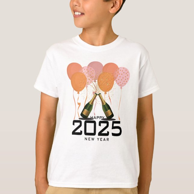 Feliz año nuevo 2025 camisetas para niños (Anverso)