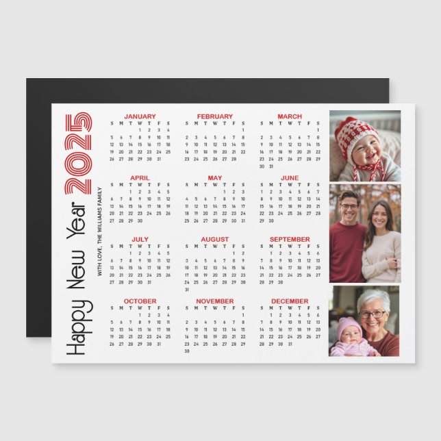 Feliz Año Nuevo 2025 foto roja (Anverso/Reverso)