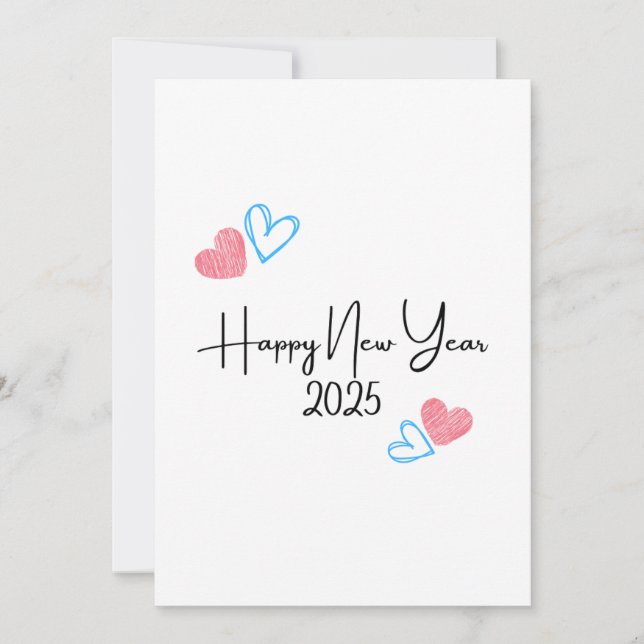 FELIZ AÑO NUEVO 2025 Tarjeta de vacaciones corazon (Anverso)