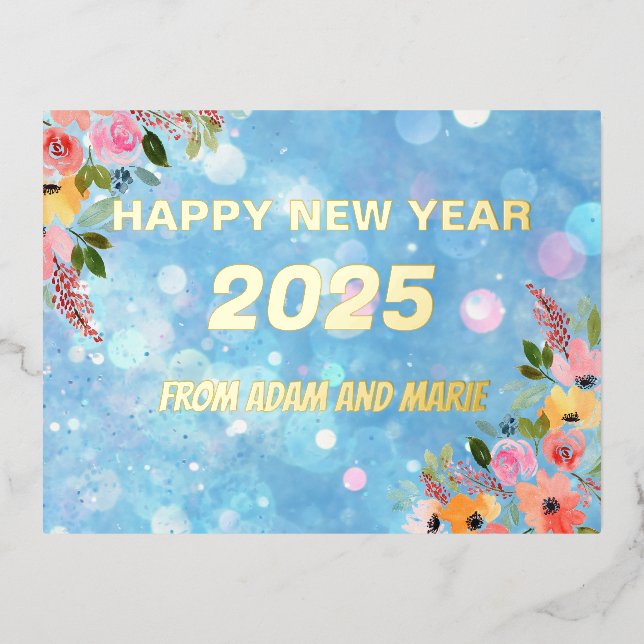 Feliz Año Nuevo 2025 Tarjeta postal festiva de pap (Anverso)