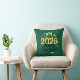 Feliz Año Nuevo 2026 Almohada Decorativa | Festiva