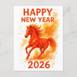 Feliz Año Nuevo 2026 Caballo de Fuego Tarjeta Post