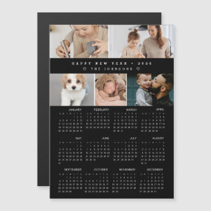 Feliz Año Nuevo 2026 Calendario Foto Collage negro