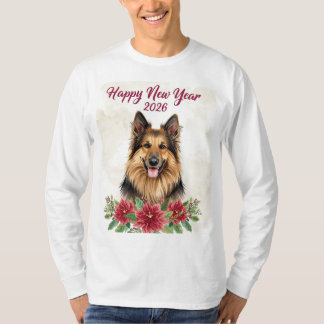 Feliz Año Nuevo 2026 Camiseta Manga Larga Perro