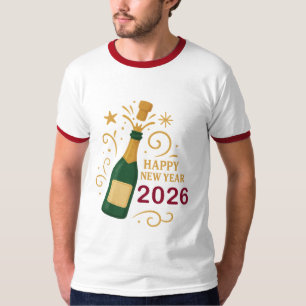 Feliz Año Nuevo 2026 Camiseta Ringer de Hombre de 