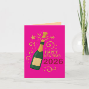 Feliz Año Nuevo 2026 Champán Tarjeta de Felicita