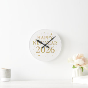 ✨ Feliz Año Nuevo 2026 Reloj de Pared Elegante de 