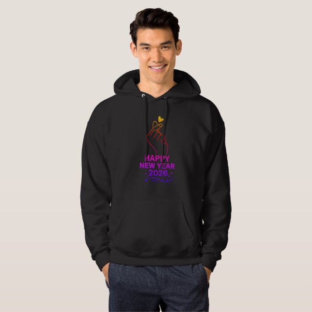 Feliz Año Nuevo 2026 Sudadera con Capucha de Mano  (Anverso completo)