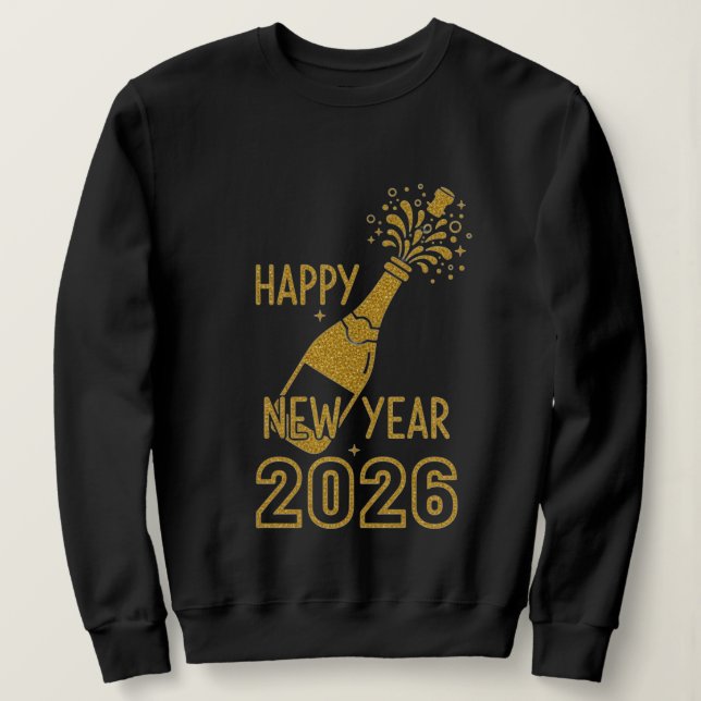 Feliz Año Nuevo 2026 Sudaderas con Brillo para Muj (Anverso del diseño)