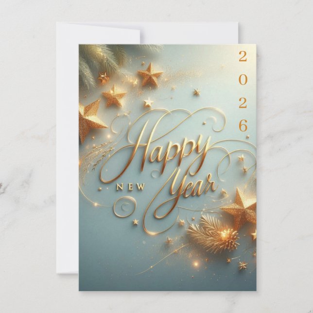 Feliz Año Nuevo 2026 Tarjeta de Felicitación | Ele (Anverso)