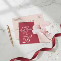 Feliz Año Nuevo 2026 Tarjeta Postal de Papel Alumi