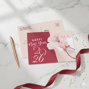 Feliz Año Nuevo 2026 Tarjeta Postal de Papel Alumi