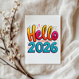 Feliz año nuevo 2026 tarjeta vibrante y colorida