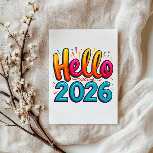Feliz año nuevo 2026 tarjeta vibrante y colorida (Subido por el creador)