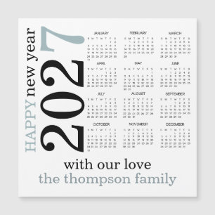 Feliz Año Nuevo 2027 Calendario Blanco Verde Turqu