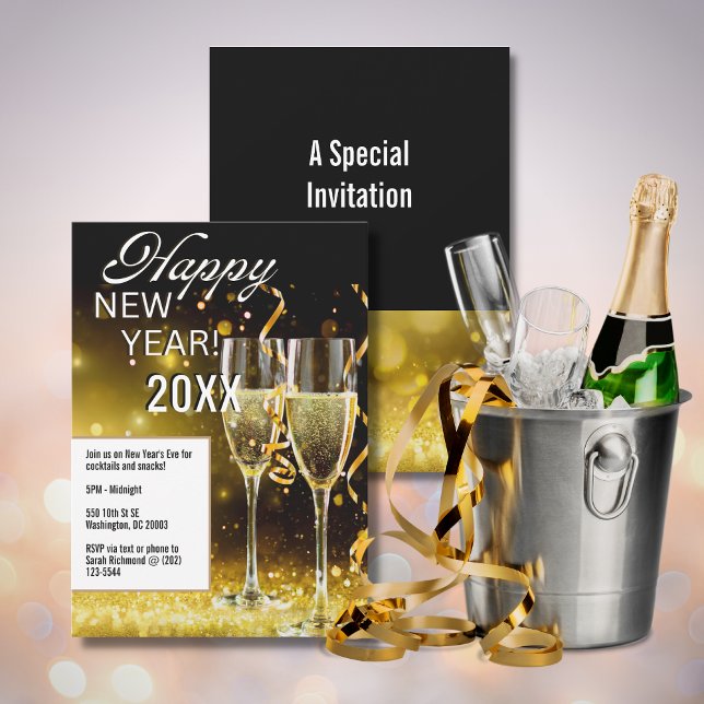 Feliz Año Nuevo 5"x7" Invitación de fiesta (Subido por el creador)