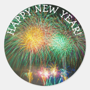 Feliz Año Nuevo a los Pegatinas de fuegos artifici