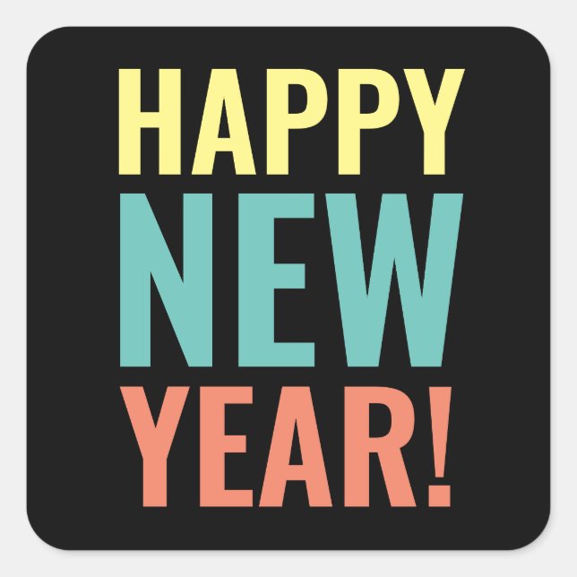 Feliz Año Nuevo a pegatinas y sellos para sobres (Anverso)