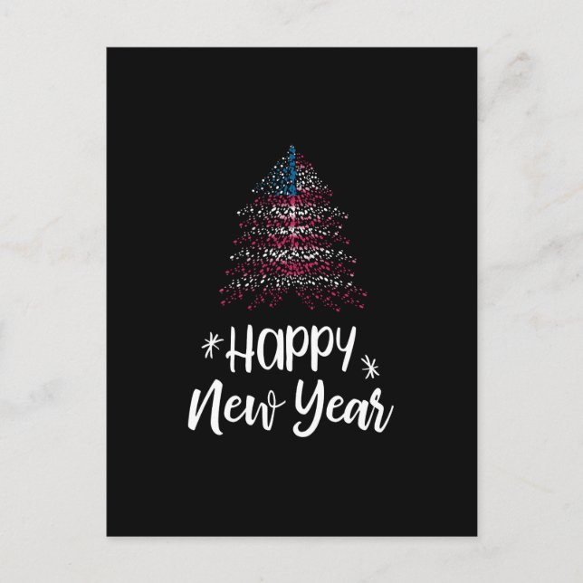 Feliz Año Nuevo árbol de Navidad con bandera ameri (Anverso)