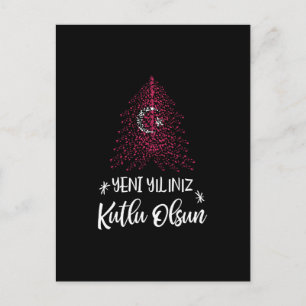 Feliz Año Nuevo árbol de Navidad con bandera turca
