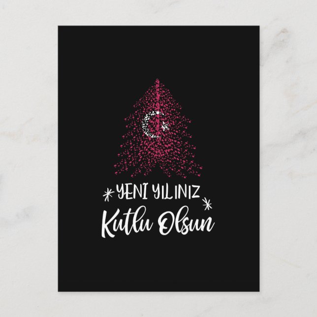 Feliz Año Nuevo árbol de Navidad con bandera turca (Anverso)