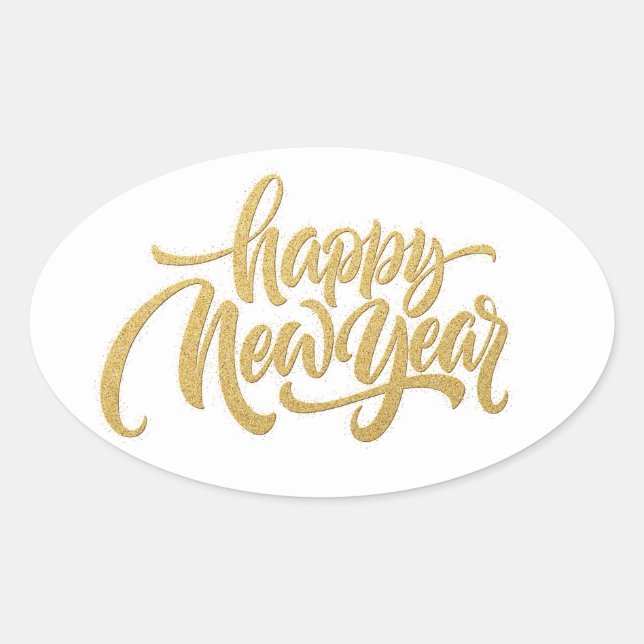 Feliz Año Nuevo Calcomanía Oval (Anverso)