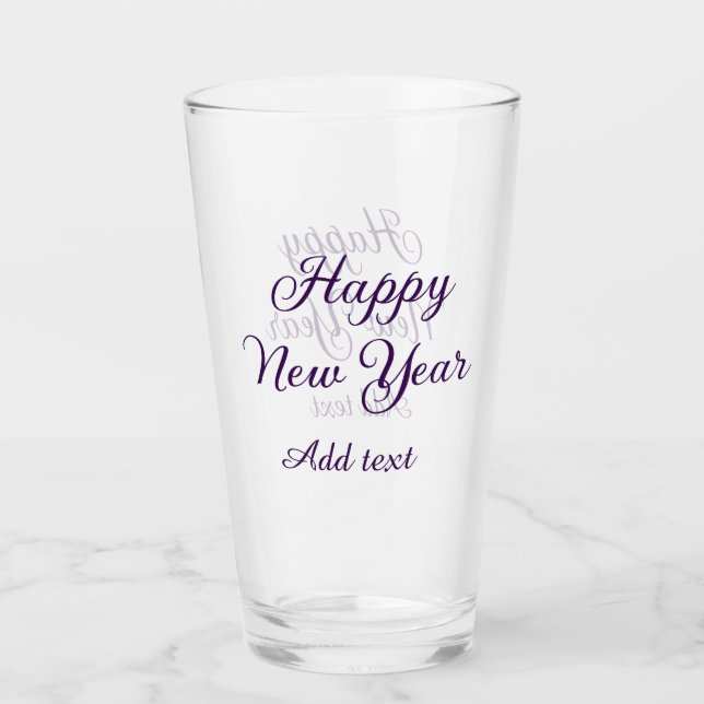 Feliz año nuevo caligrafía morada simple minimalis (Anverso)