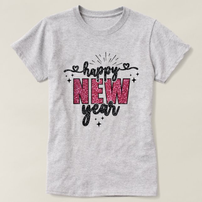 Feliz Año Nuevo | Camiseta de Año Nuevo con Brillo (Diseño del anverso)