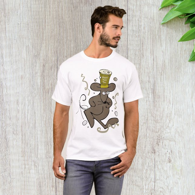 Feliz Año Nuevo con camiseta para hombres de ratón (Subido por el creador)