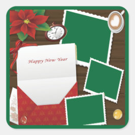 Feliz Año Nuevo con Holly añada tu foto Pegatina