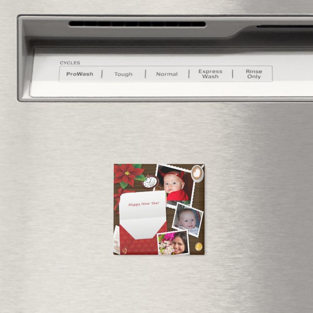 Feliz Año Nuevo con Holly Añadir tu imán de fotos (In situ (lavavajillas))