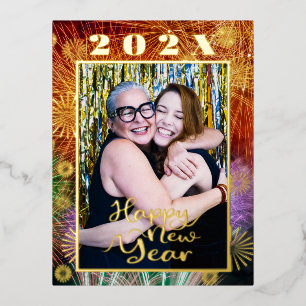 Feliz Año Nuevo con tarjeta de vacaciones de Relie