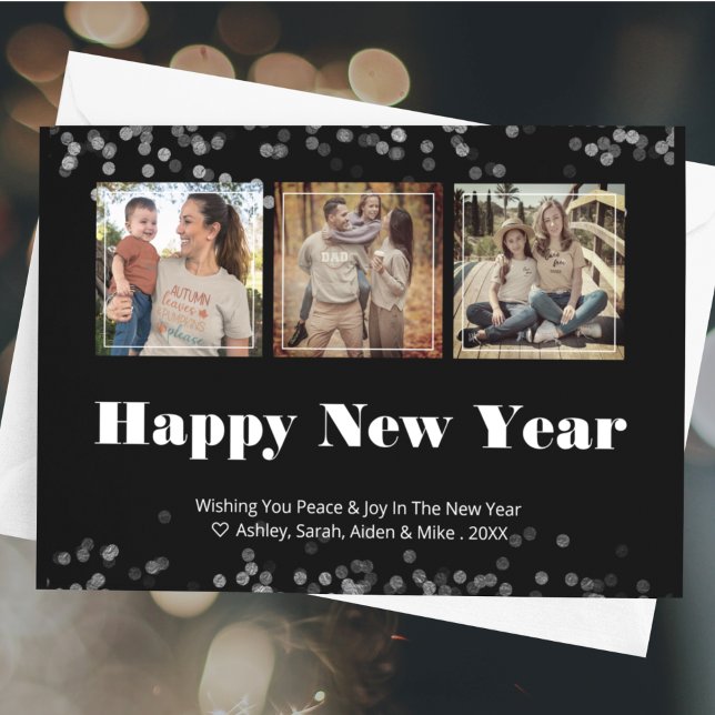 Feliz Año Nuevo con tarjeta fotográfica moderna (Subido por el creador)