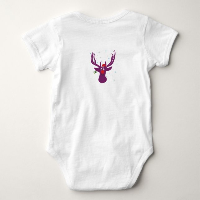 Feliz Año Nuevo Deer Baby Jersey Bodysuit, Blanco (Reverso)