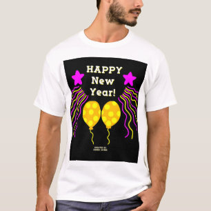 Feliz Año Nuevo desea camiseta blanca básica para