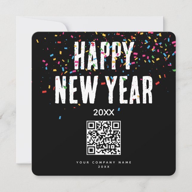 Feliz Año Nuevo Empresa QR Código de vacaciones (Anverso)