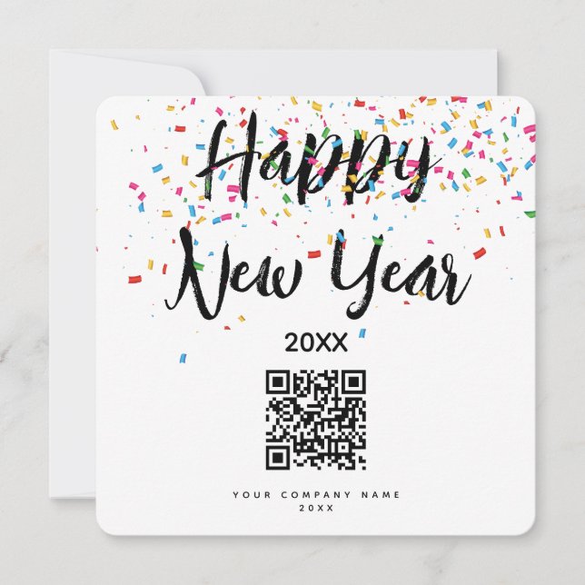 Feliz Año Nuevo Empresa QR Código de vacaciones (Anverso)