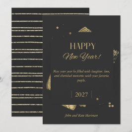 Feliz Año Nuevo en negro y dorado 