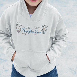 Feliz Año Nuevo Entre Gatitos Balanceados En Un Ya