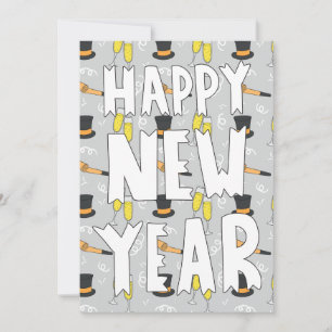 Feliz Año Nuevo Esbozo Invitación