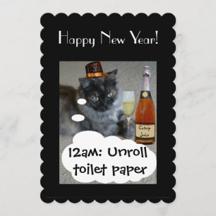 Feliz Año Nuevo (gato) Invitación de RoseWrites